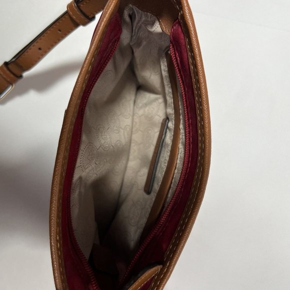 Michael Kors Red Jet Set Nylon Leather Crossbody Bag Purse Size Medium Zipper - Picture 8 of 9